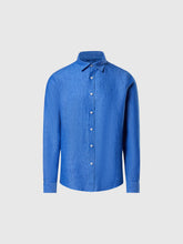North Sails,Deep Blue Linen Shirt With Embroidered Logo