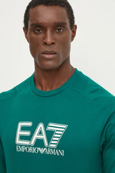 Emporio Armani, Visibility Cotton Crew-Neck Green Sweatshirt