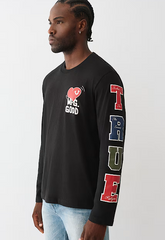 True Religion, MFG Heart Long Sleeve Black Tee