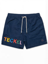 Gilbert Teckel, Multicolor Logo Navy Swim Shorts