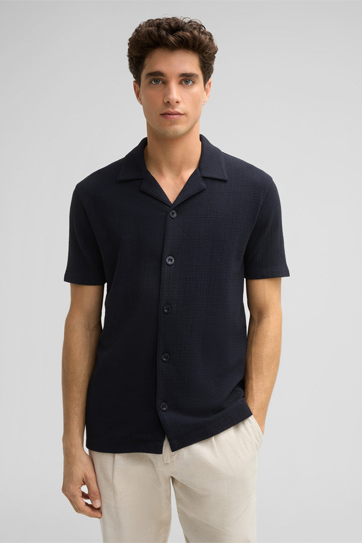 Strellson, Filip Jersey Shirt in Textured Navy