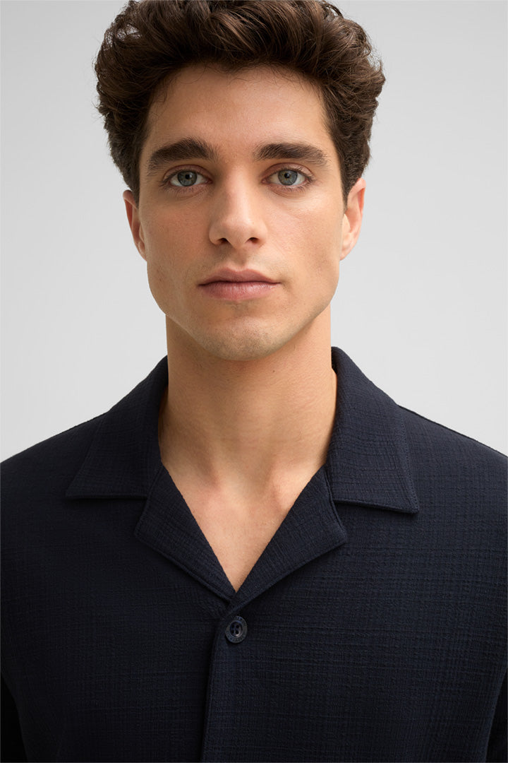 Strellson, Filip Jersey Shirt in Textured Navy
