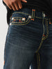 True Religion, Rocco Navy Jeans with Color Super T Stitched