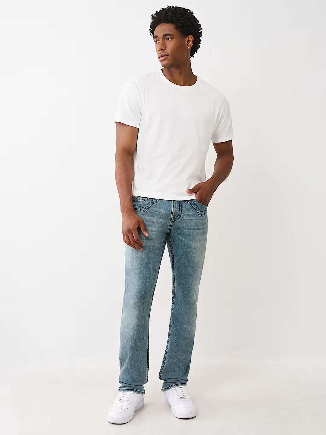True Religion, Ricky  Straight Western Yoke Medium Wash Jeans
