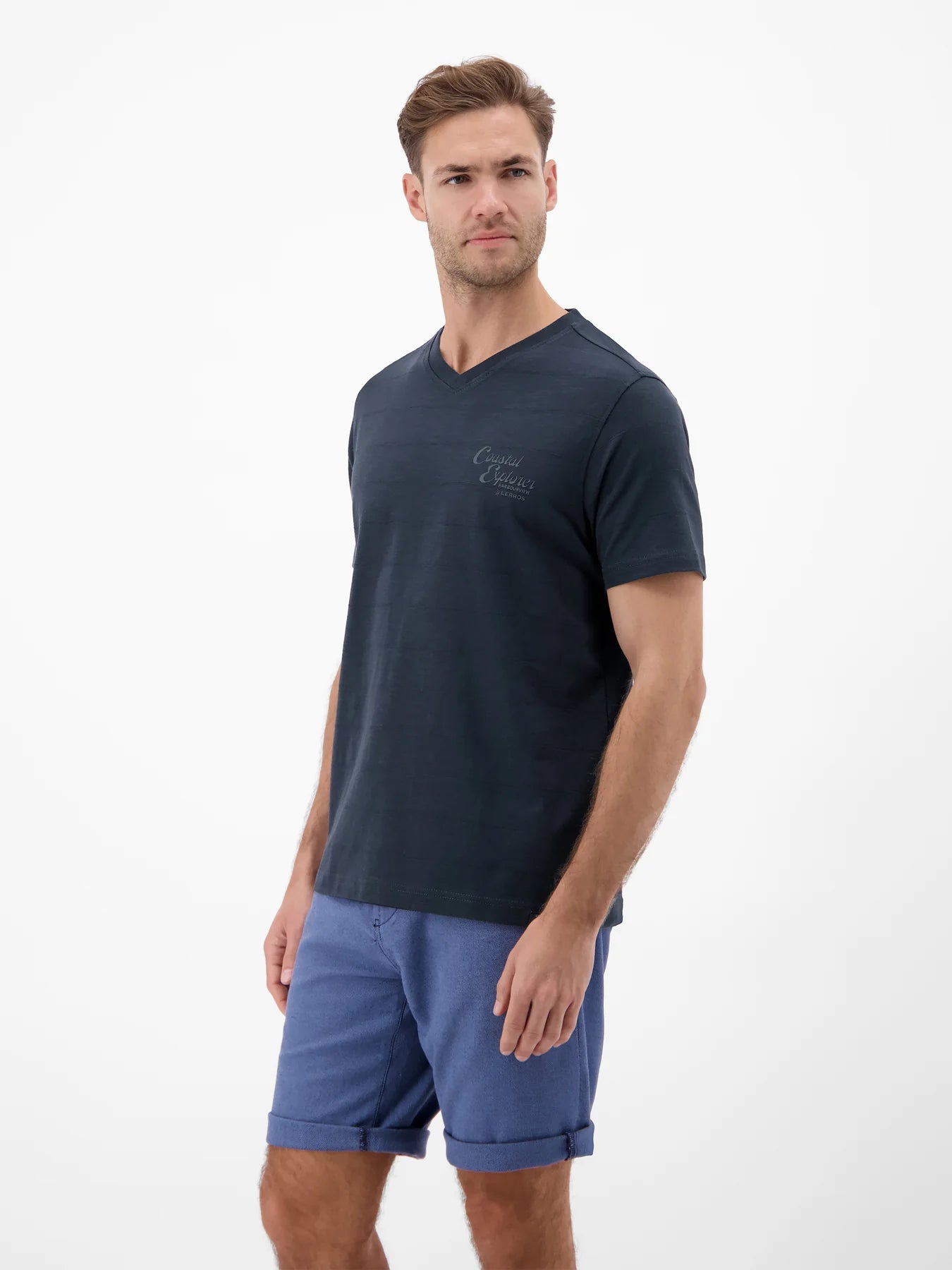 Lerros, V-Neck Navy T-shirt in knit quality