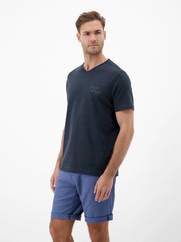Lerros, V-Neck Navy T-shirt in knit quality