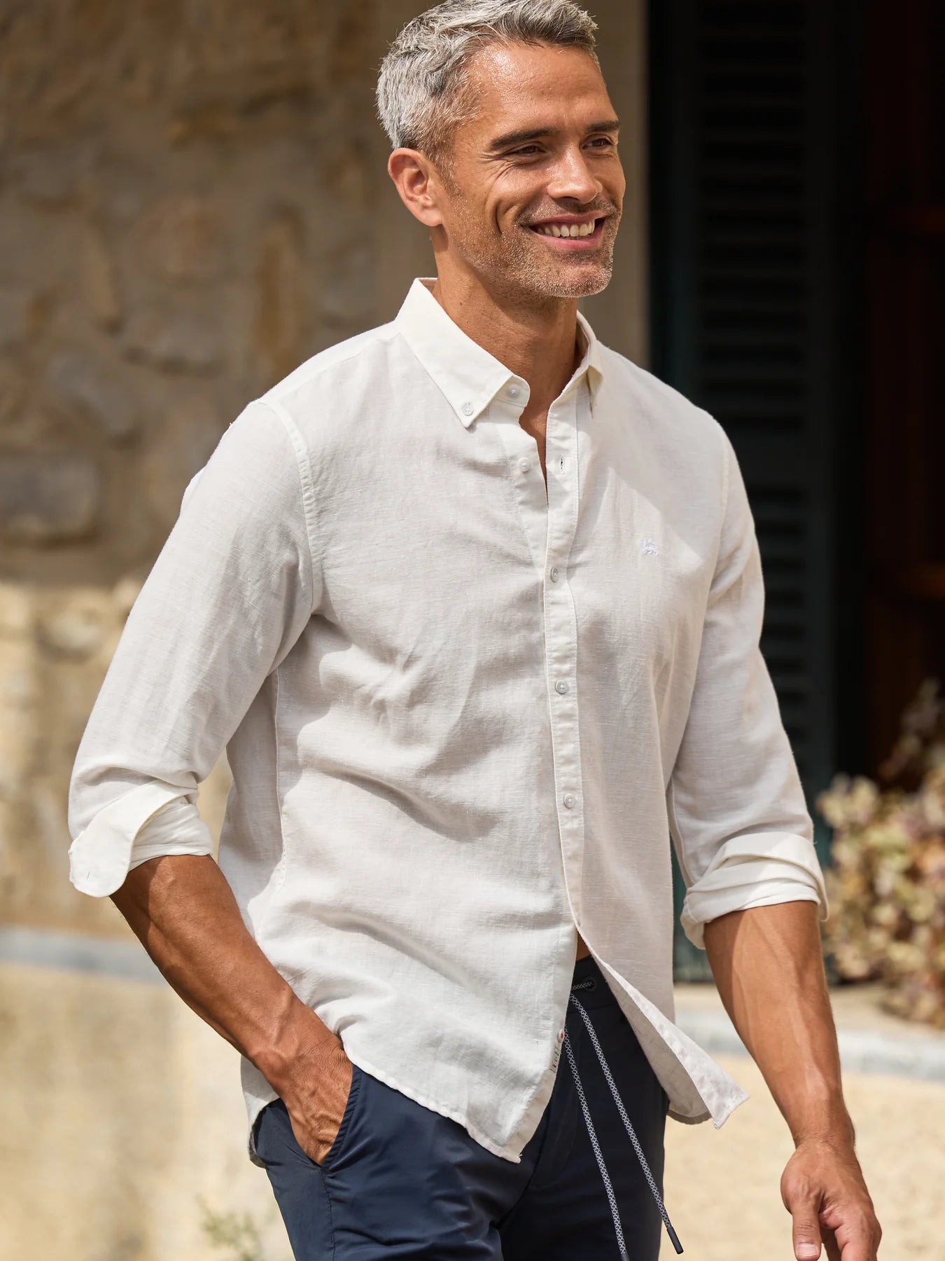 Lerros, Mixed Cotton-Linen Blend White Shirt
