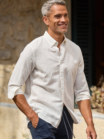 Lerros, Mixed Cotton-Linen Blend White Shirt