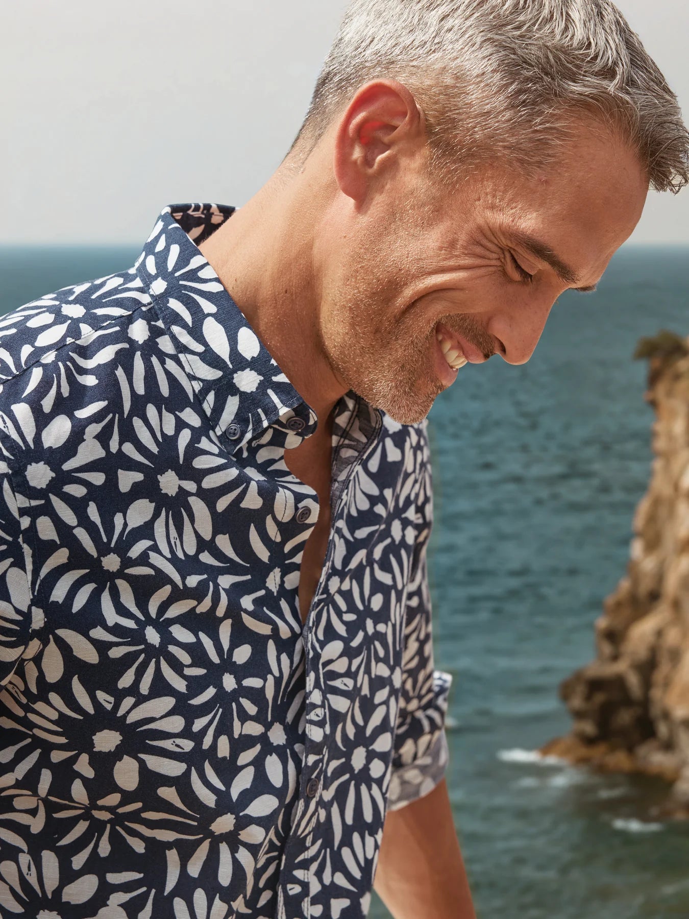 Lerros, Long-sleeved shirt with floral print made of blended fabric