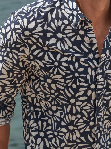 Lerros, Long-sleeved shirt with floral print made of blended fabric