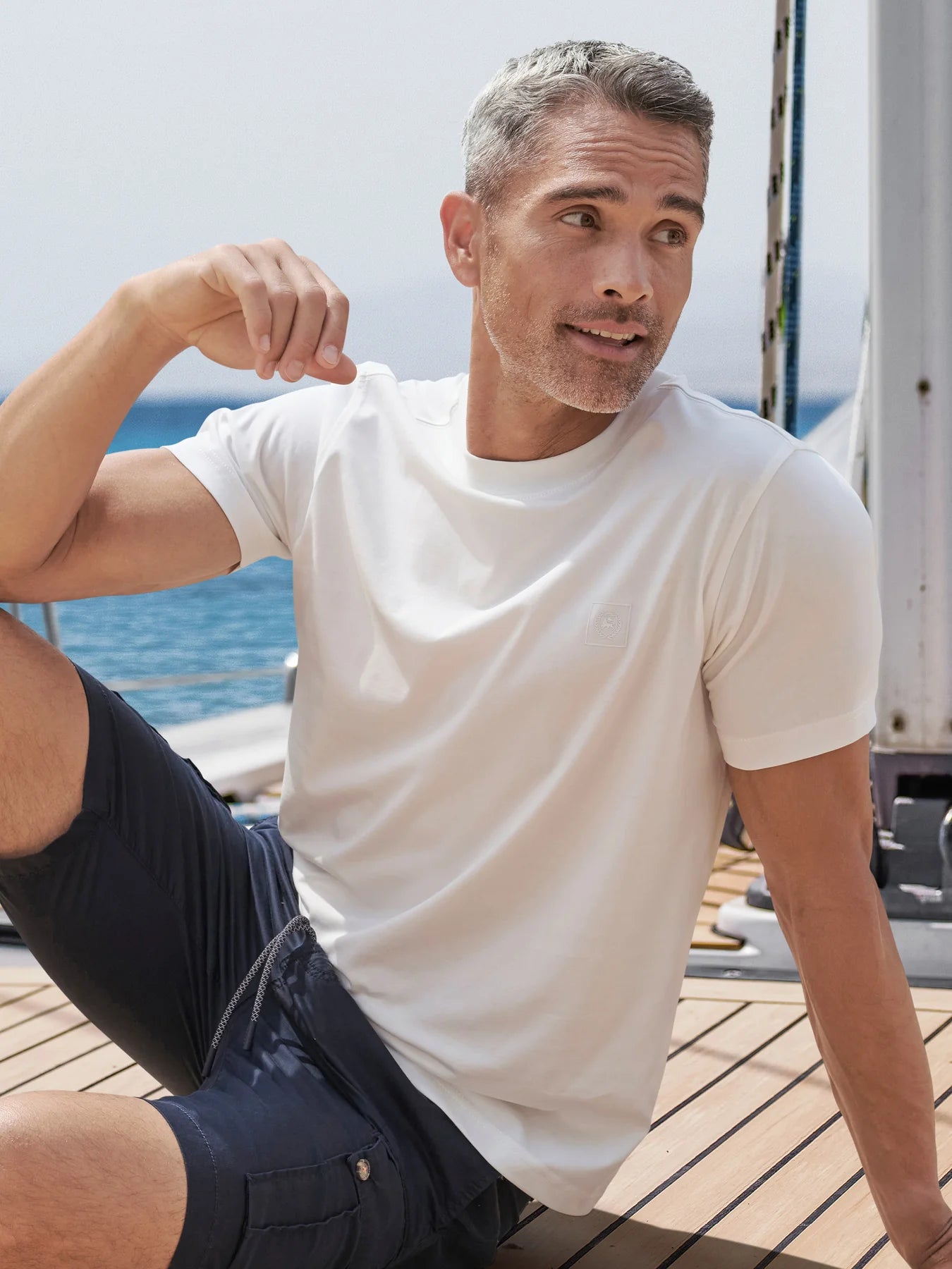 Lerros, White T-shirt in Cool & Dry quality