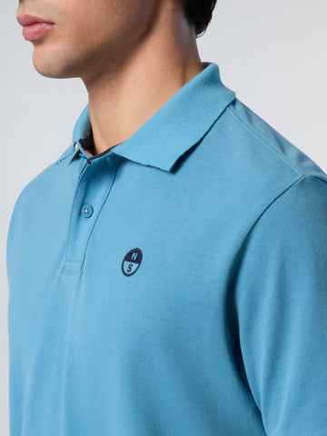 North Sails, Blue Polo Shirt With Striped Placket