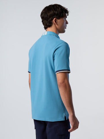 North Sails, Blue Polo Shirt With Striped Placket