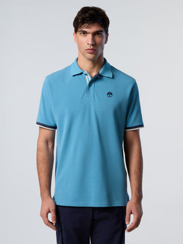 North Sails, Blue Polo Shirt With Striped Placket