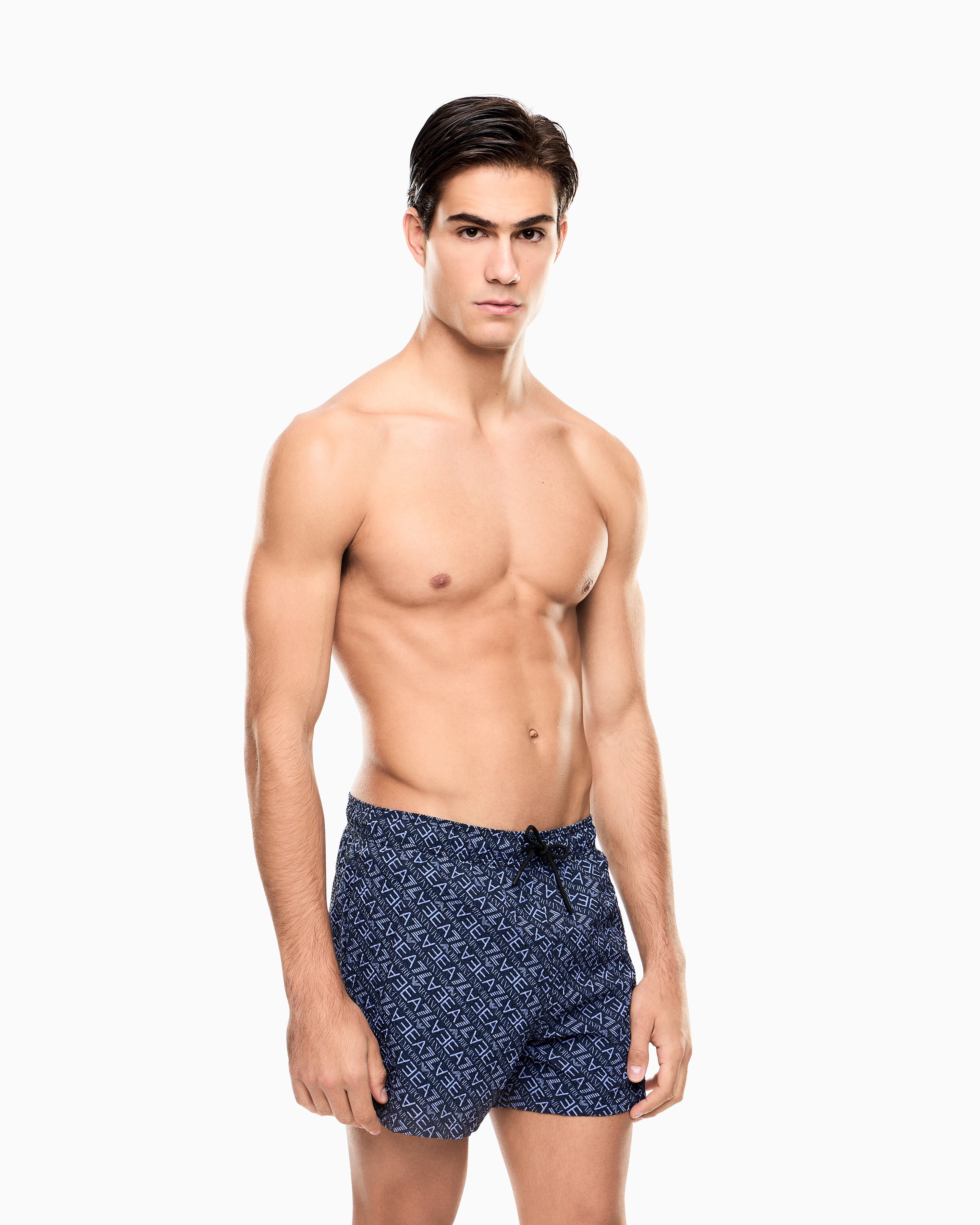 Emporio Armani, Graphic Series Swim Trunks with monogram print
