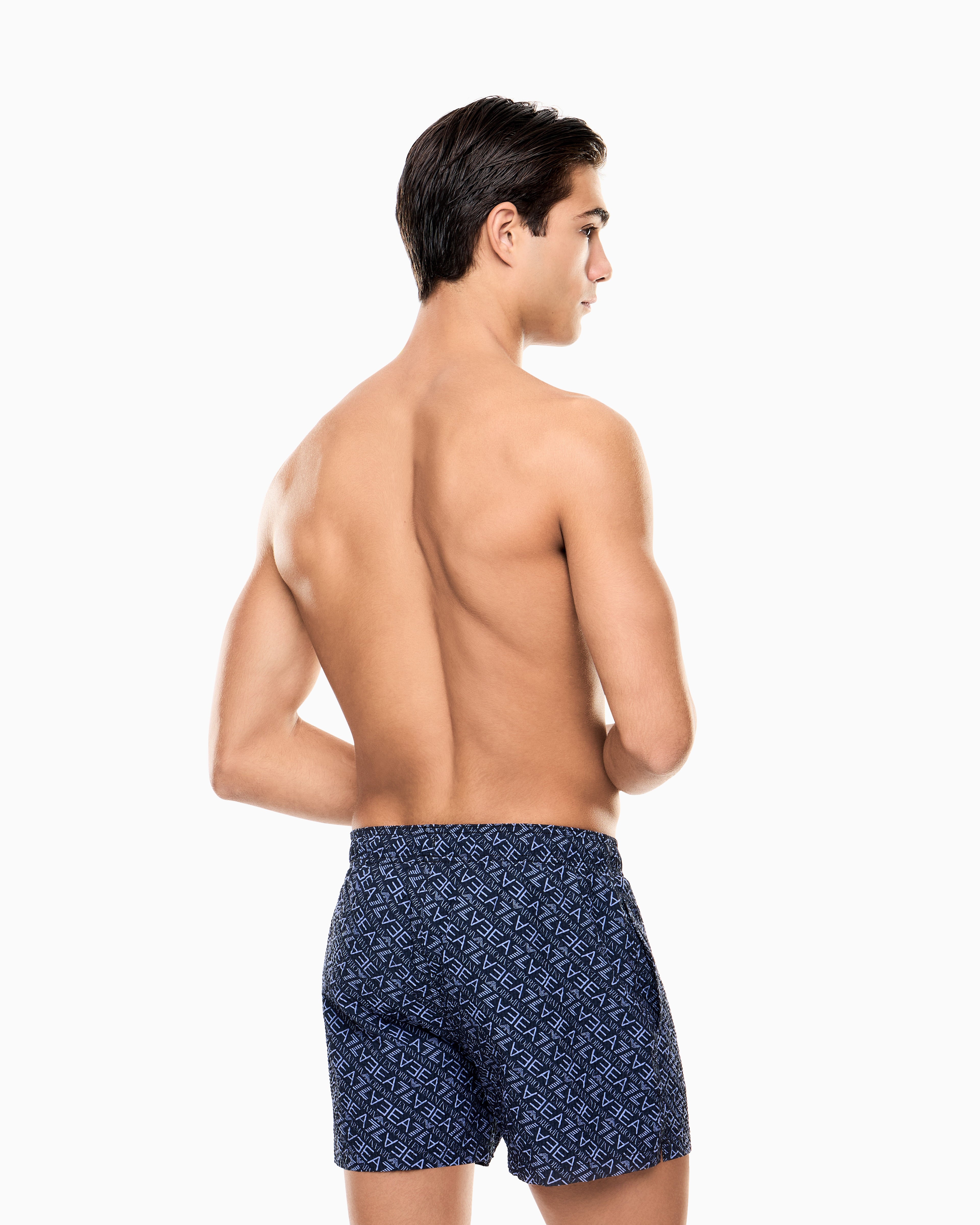 Emporio Armani, Graphic Series Swim Trunks with monogram print