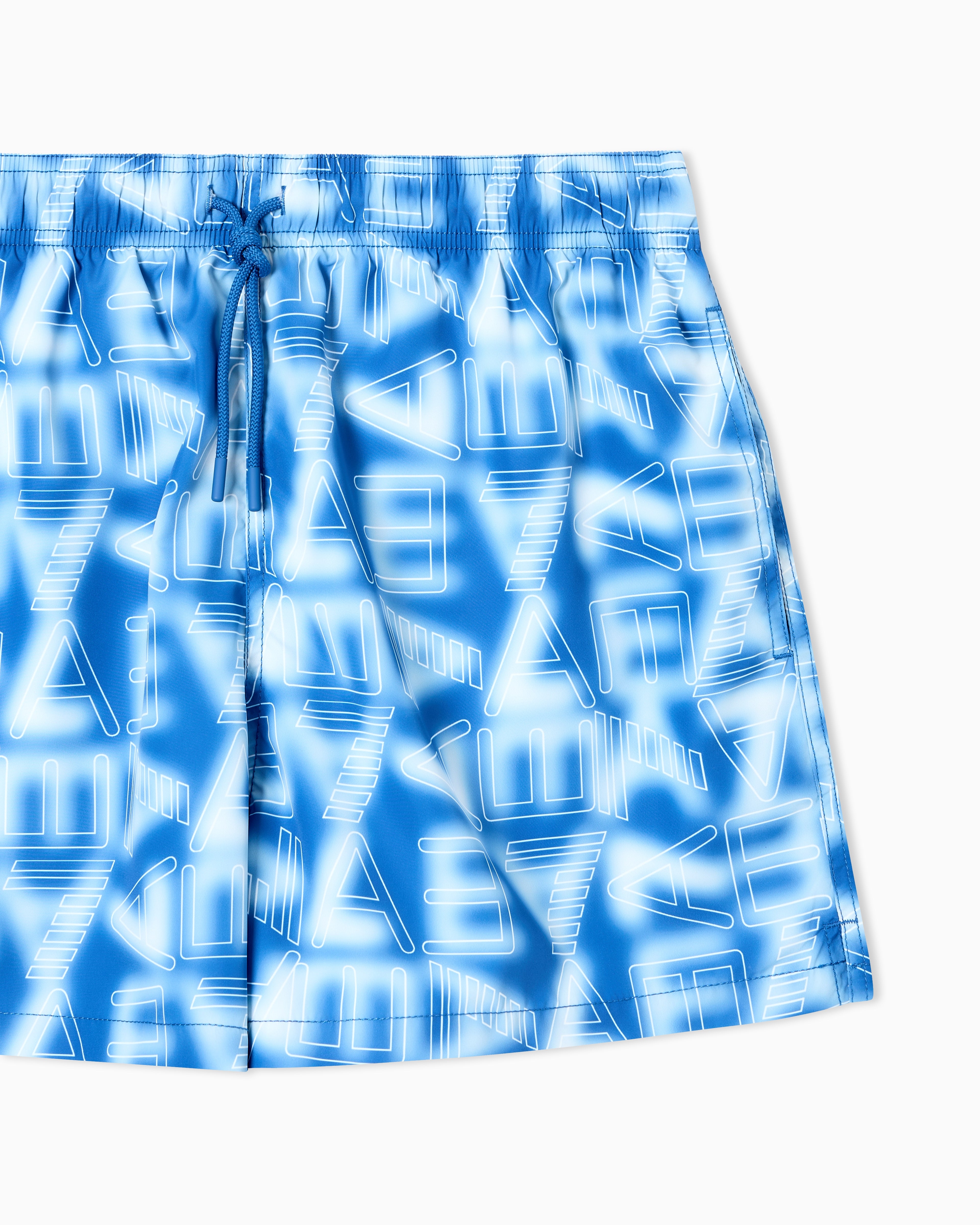 Emporio Armani, Graphic Series Swim Trunks With Logo Print