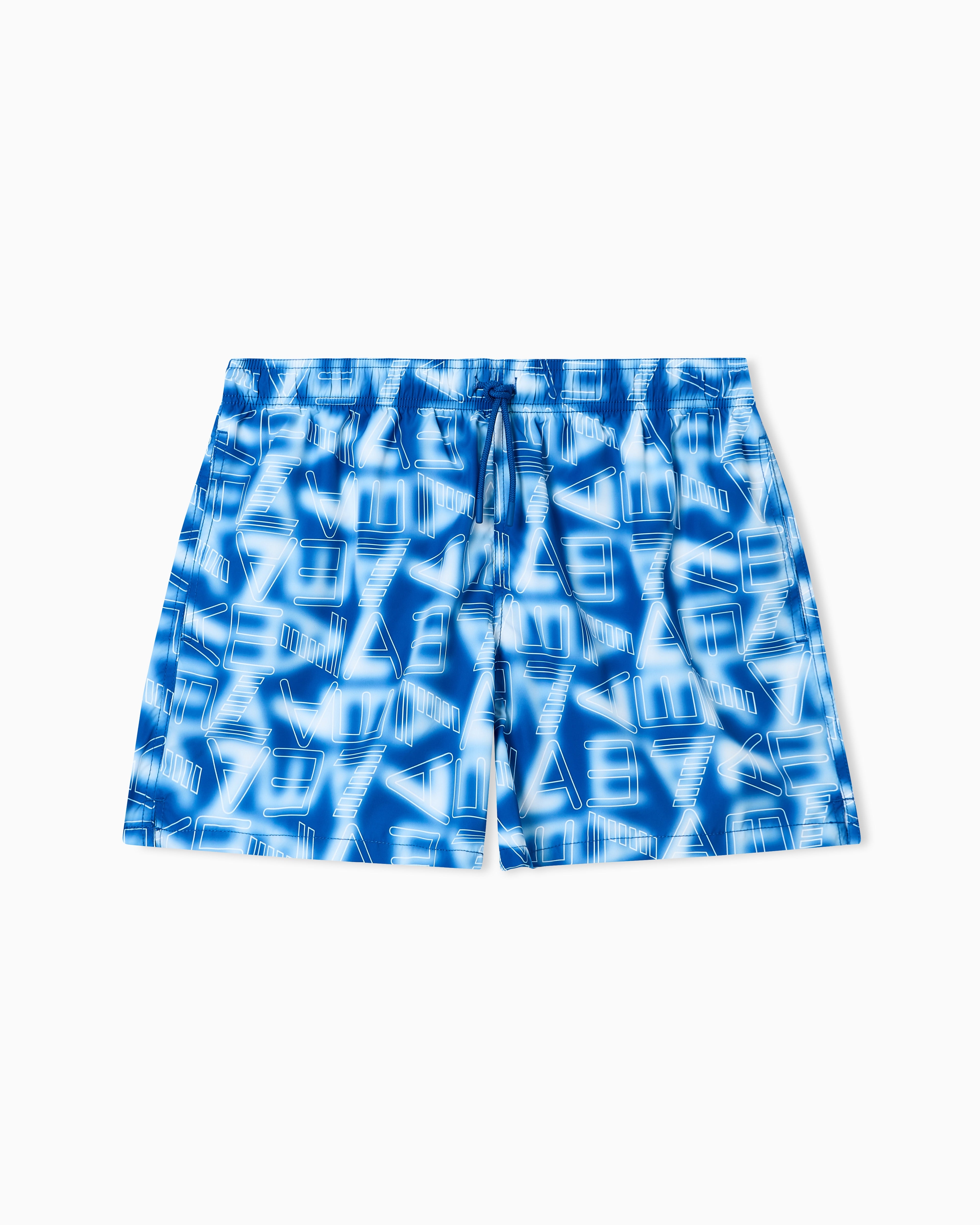 Emporio Armani, Graphic Series Swim Trunks With Logo Print