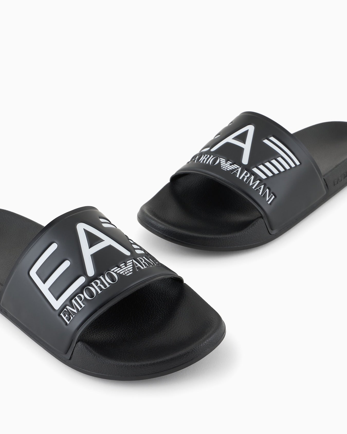 Emporio Armani, Logo Navy Slides with A Wide Band and Anti-Slip Rubber Soles
