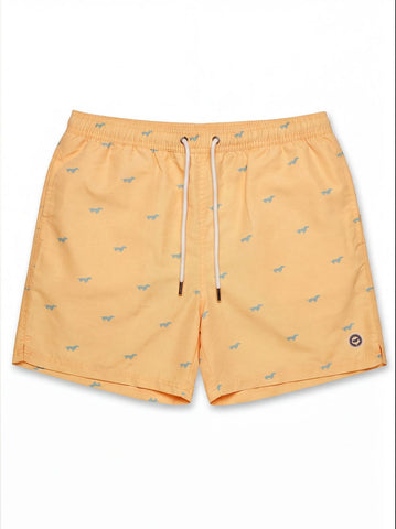 Gilbert Teckel, Signature Dachshund Print Yellow SwimShorts