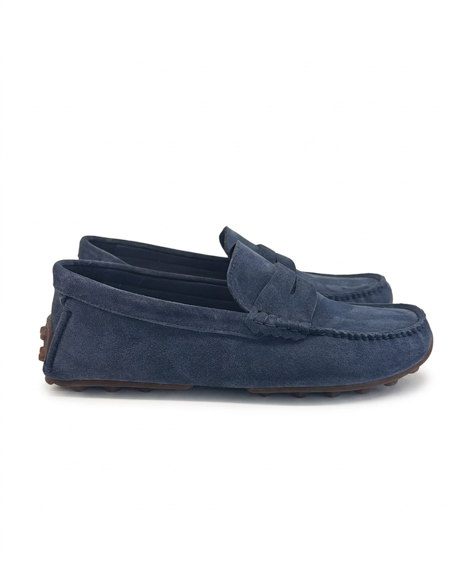 Pedro, Suede Espadrille Navy Loafers