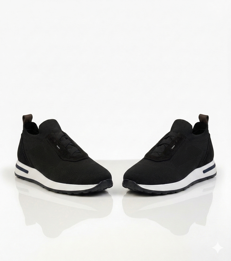 Pedro, Slip-On Knit Sneakers –Black