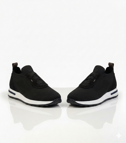 Pedro, Slip-On Knit Sneakers –Black