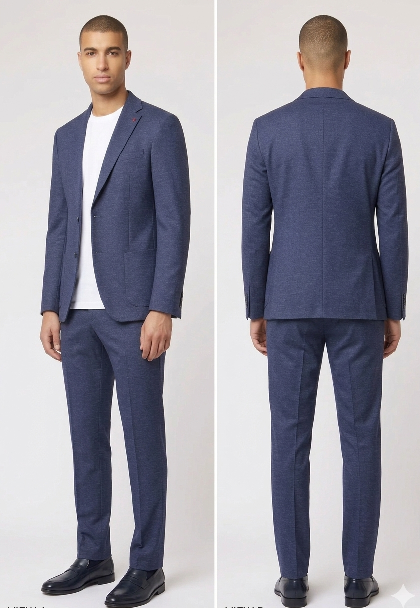 Roy Robson, Navy Textured Jersey Modern Suit
