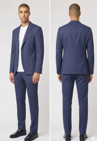Roy Robson, Navy Textured Jersey Modern Suit