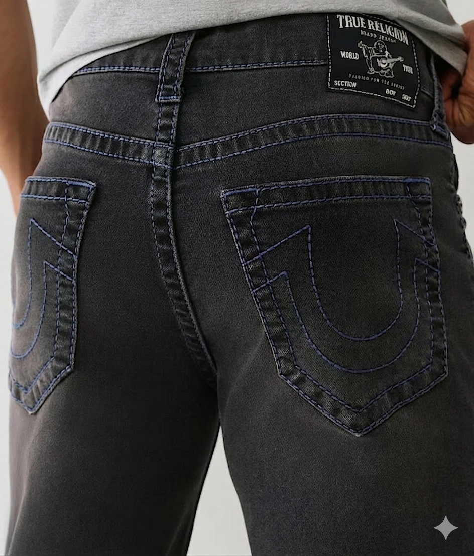 True Religion, Black Ricky Big T Straight Jeans