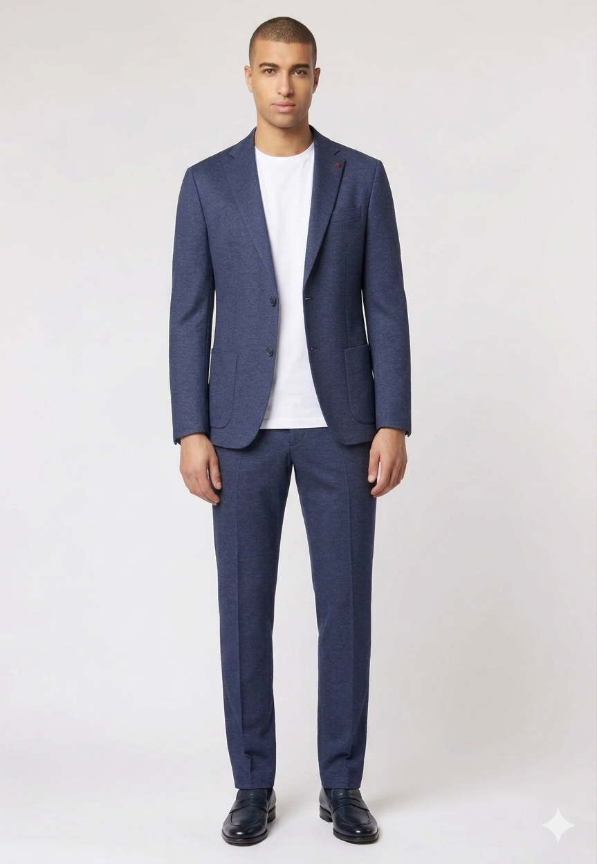 Roy Robson, Navy Textured Jersey Modern Suit