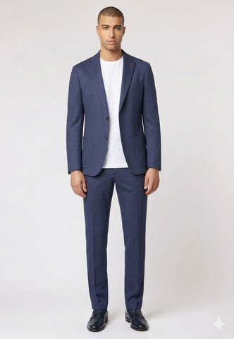 Roy Robson, Navy Textured Jersey Modern Suit