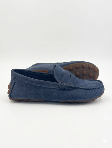 Pedro, Suede Espadrille Navy Loafers
