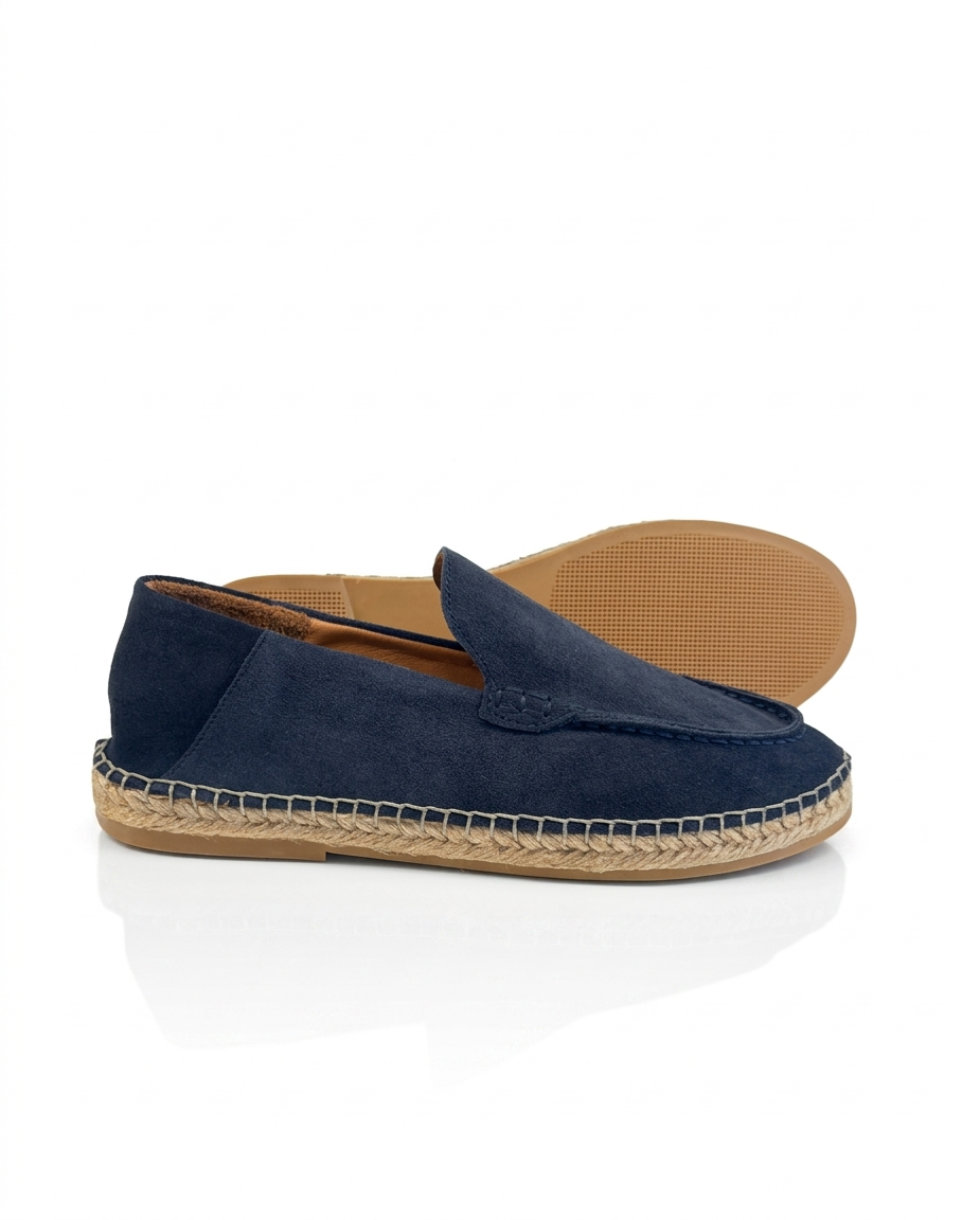 Pedro, Suede Espadrille Navy Loafers