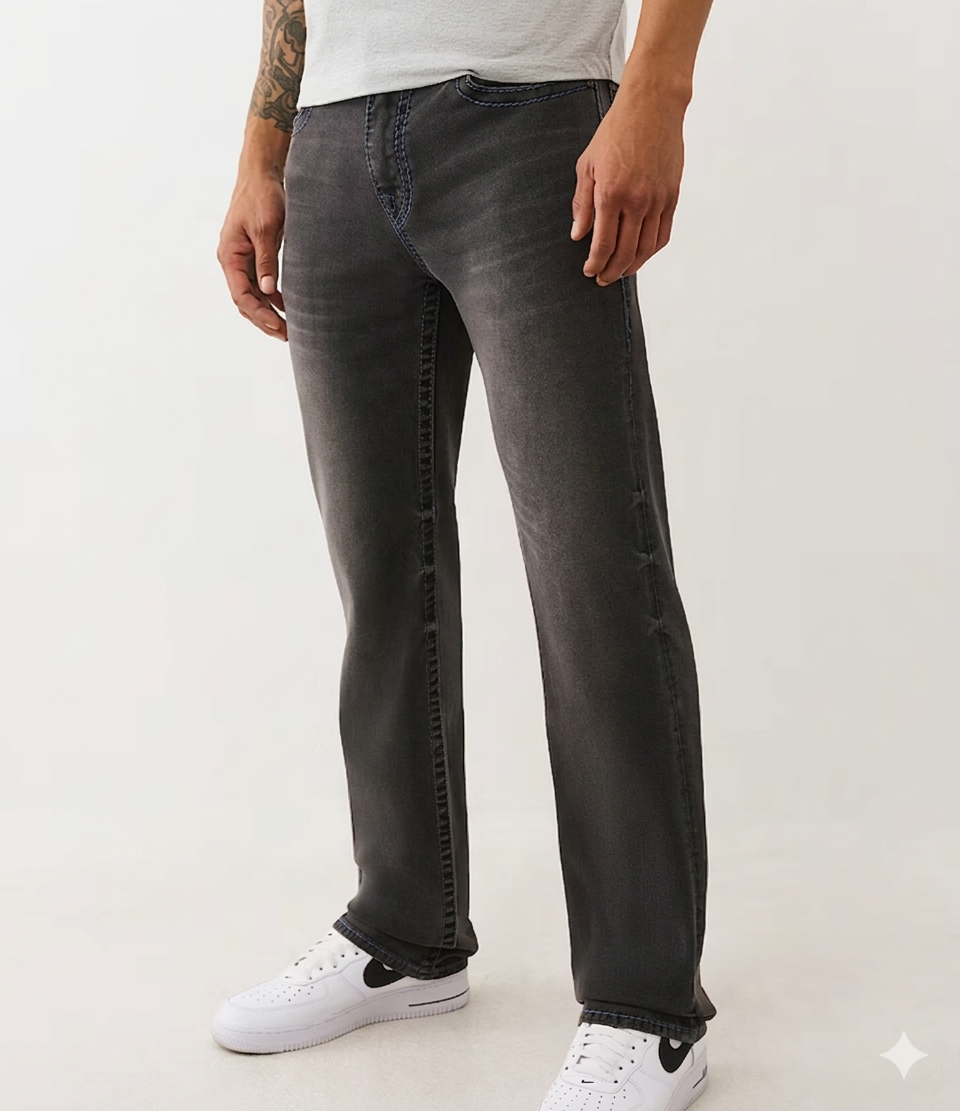 True Religion, Black Ricky Big T Straight Jeans