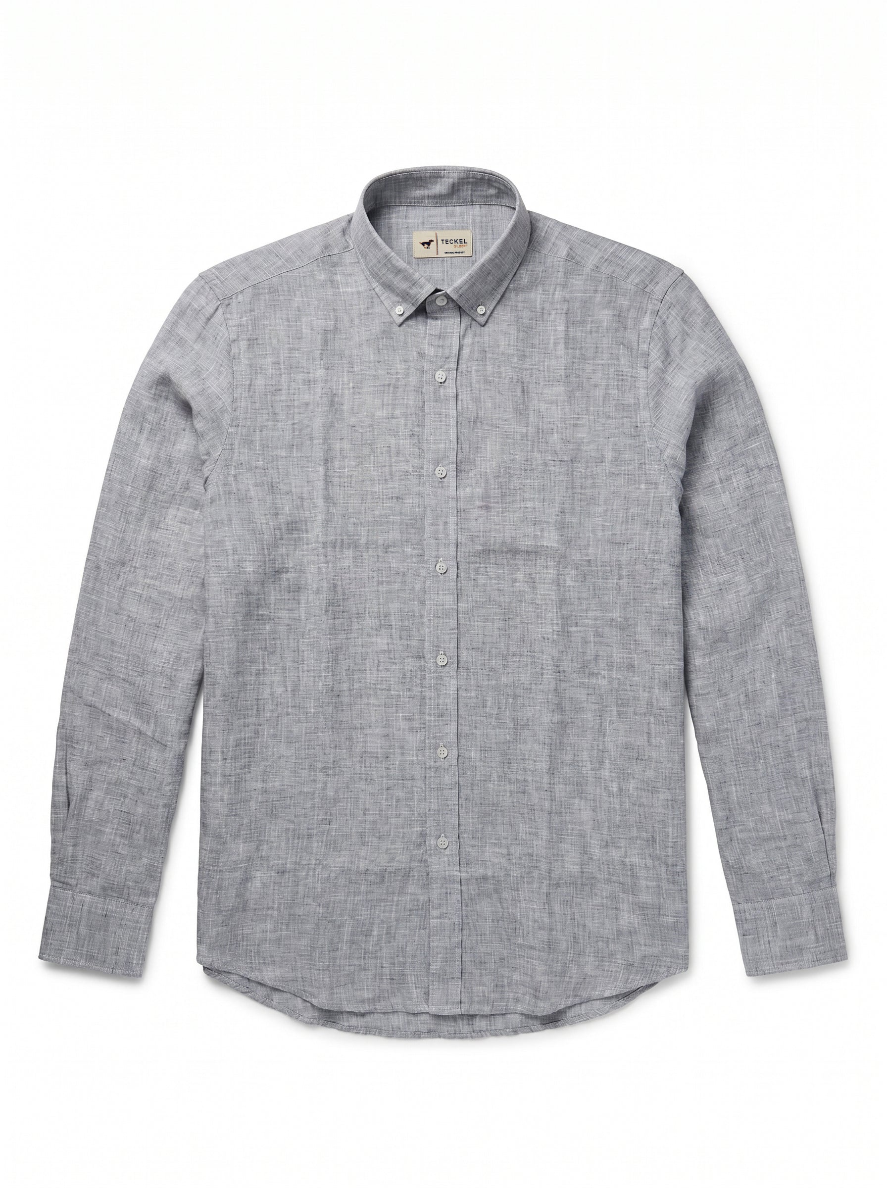 Gilbert Teckel, Premium  Melange weave, Linen Long Sleeve Shirt – Grey