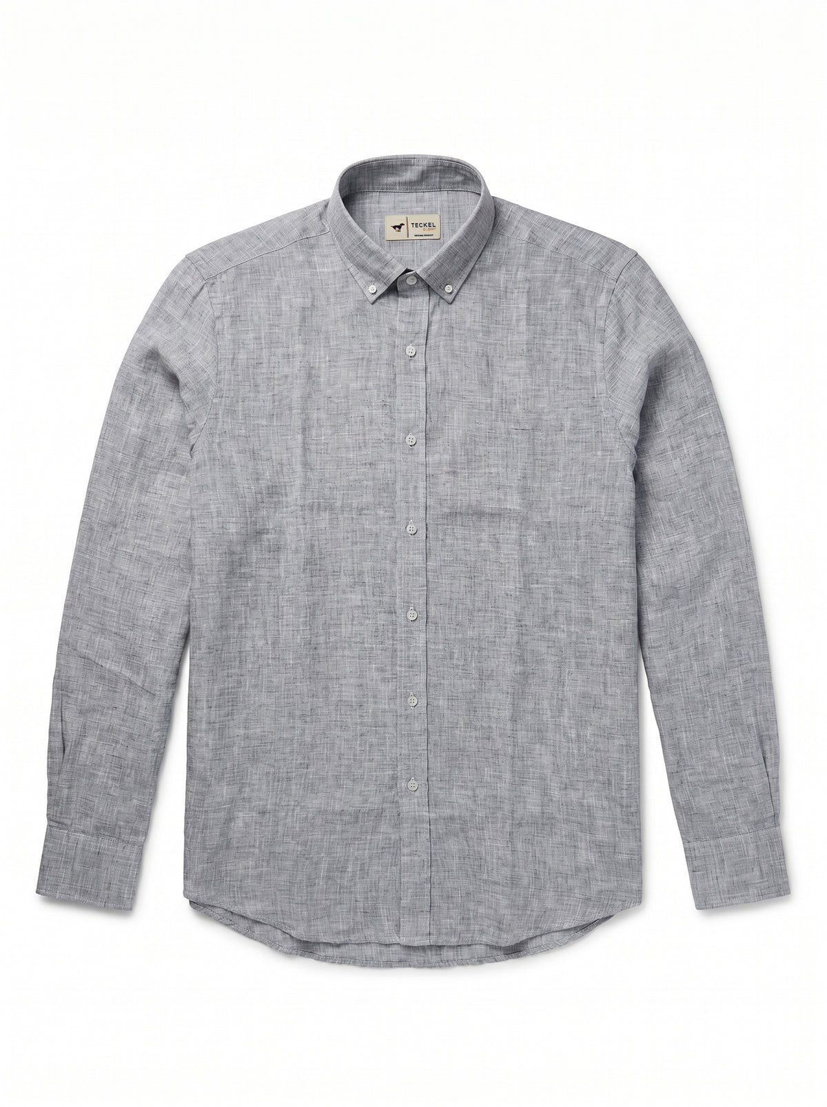 Gilbert Teckel, Premium  Melange weave, Linen Long Sleeve Shirt – Grey