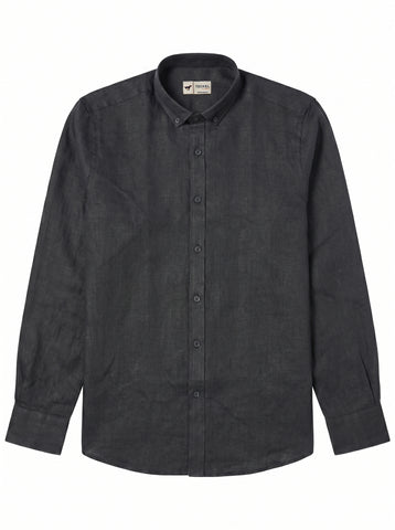 Gilbert Teckel, Premium Linen Long Sleeve Shirt – Black