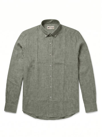 Gilbert Teckel, Premium Linen Long Sleeve Shirt – Olive