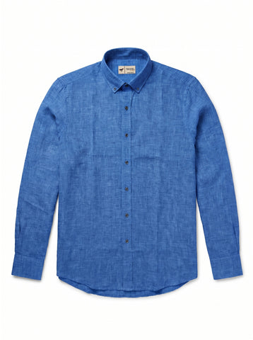 Gilbert Teckel, Premium Linen Long Sleeve Shirt – Royal Blue