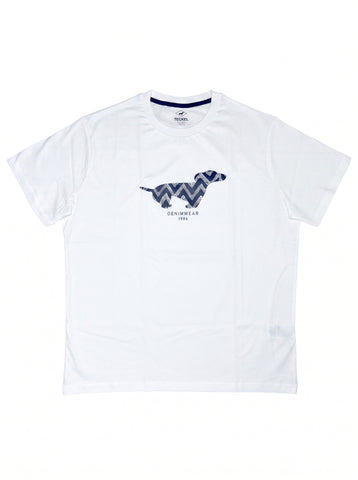Gilbert Teckel, Denimwear Graphic Cotton T-Shirt – White