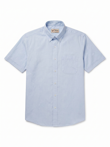 Gilbert Teckel, Classic Short Sleeve Cotton Shirt – Sky Blue