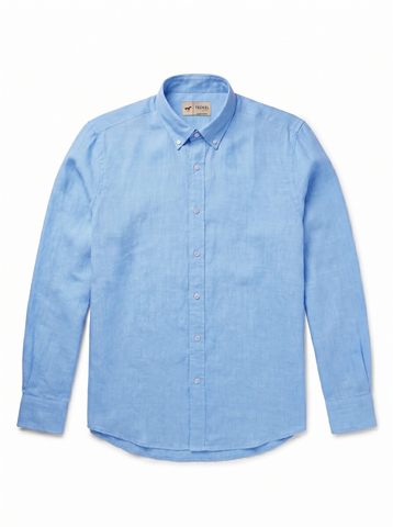 Gilbert Teckel, Sky Blue Linen Button-Down Shirt