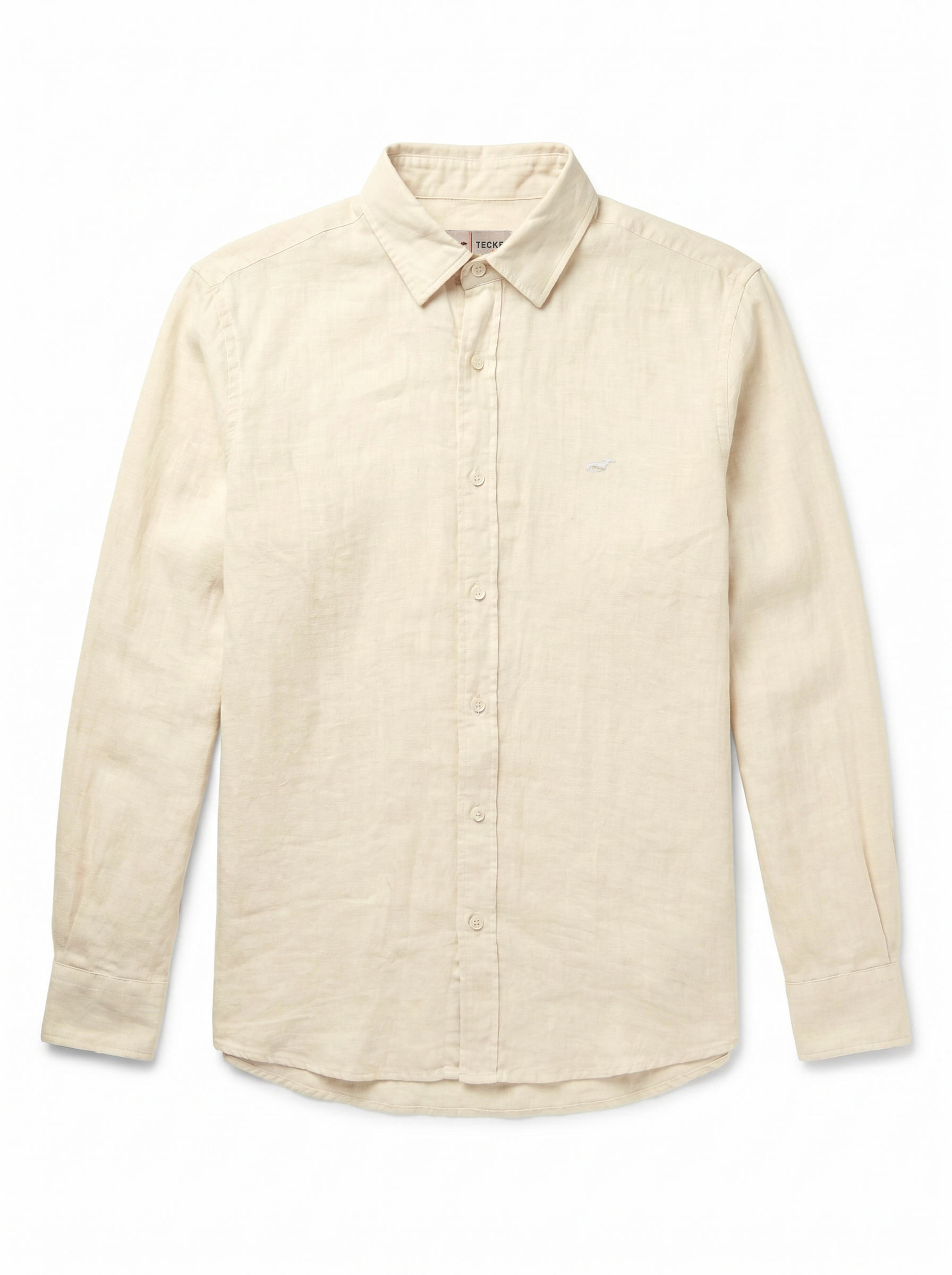 Gilbert Teckel, Tailored Linen Long-Sleeve Shirt – Beige / Cream