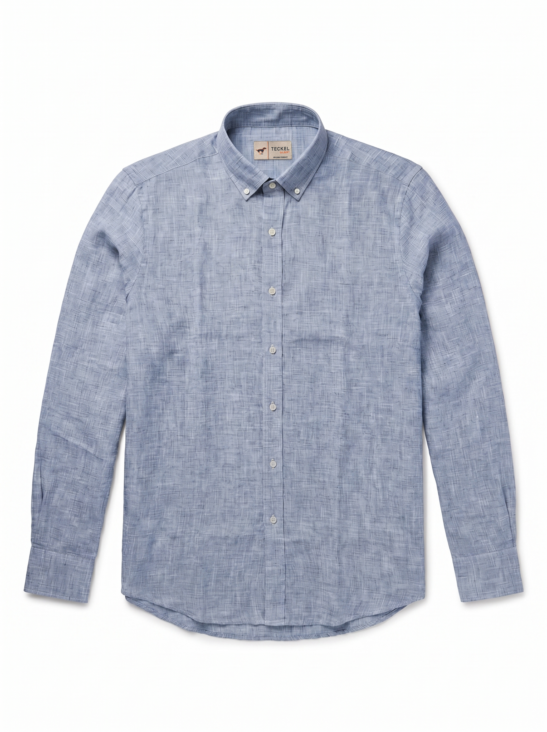 Gilbert Teckel, Premium Linen Long-Sleeve Shirt – Chambray Blue