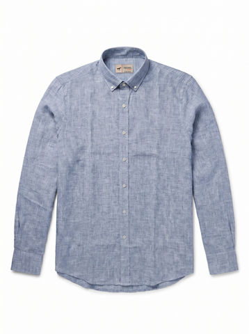 Gilbert Teckel, Premium Linen Long-Sleeve Shirt – Chambray Blue