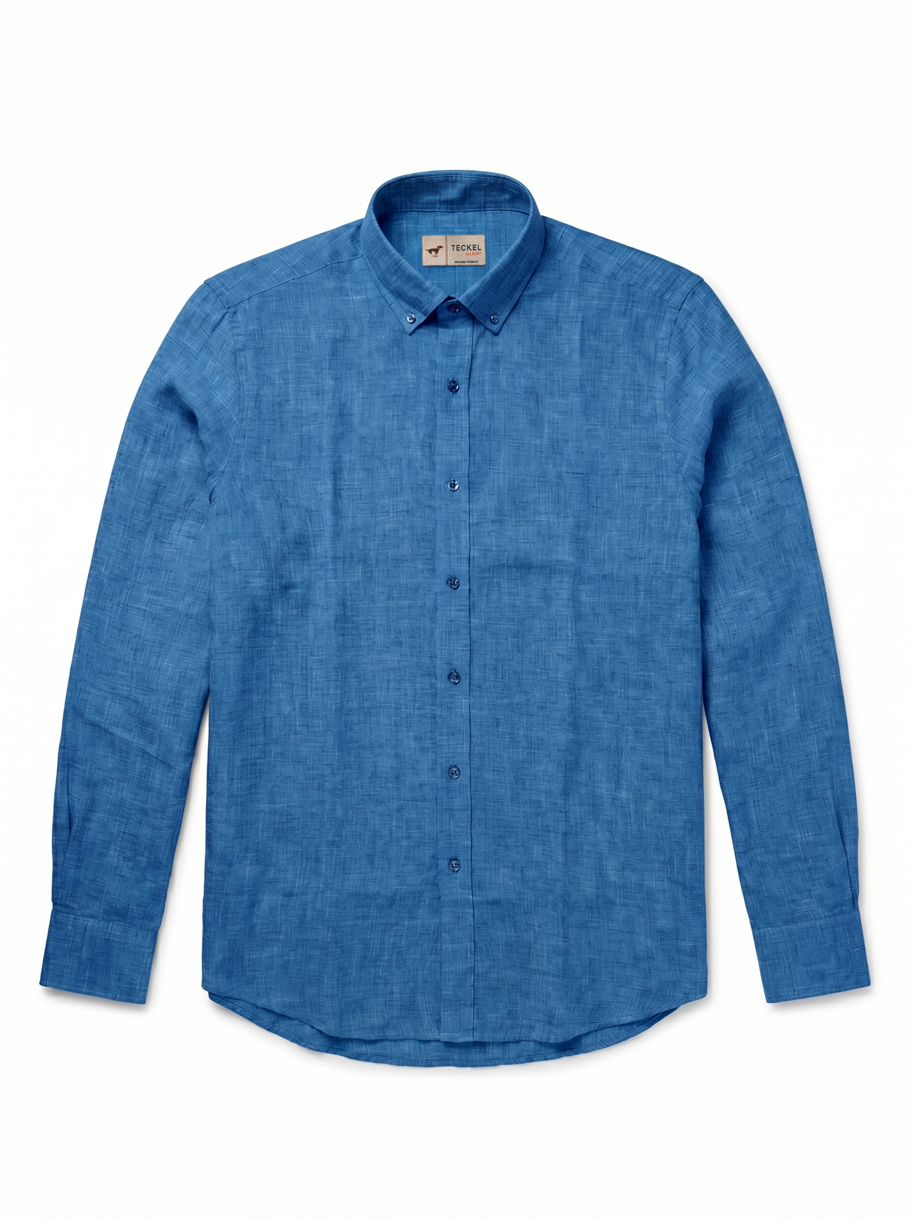 Gilbert Teckel, Royal Blue Linen Button-Down Shirt