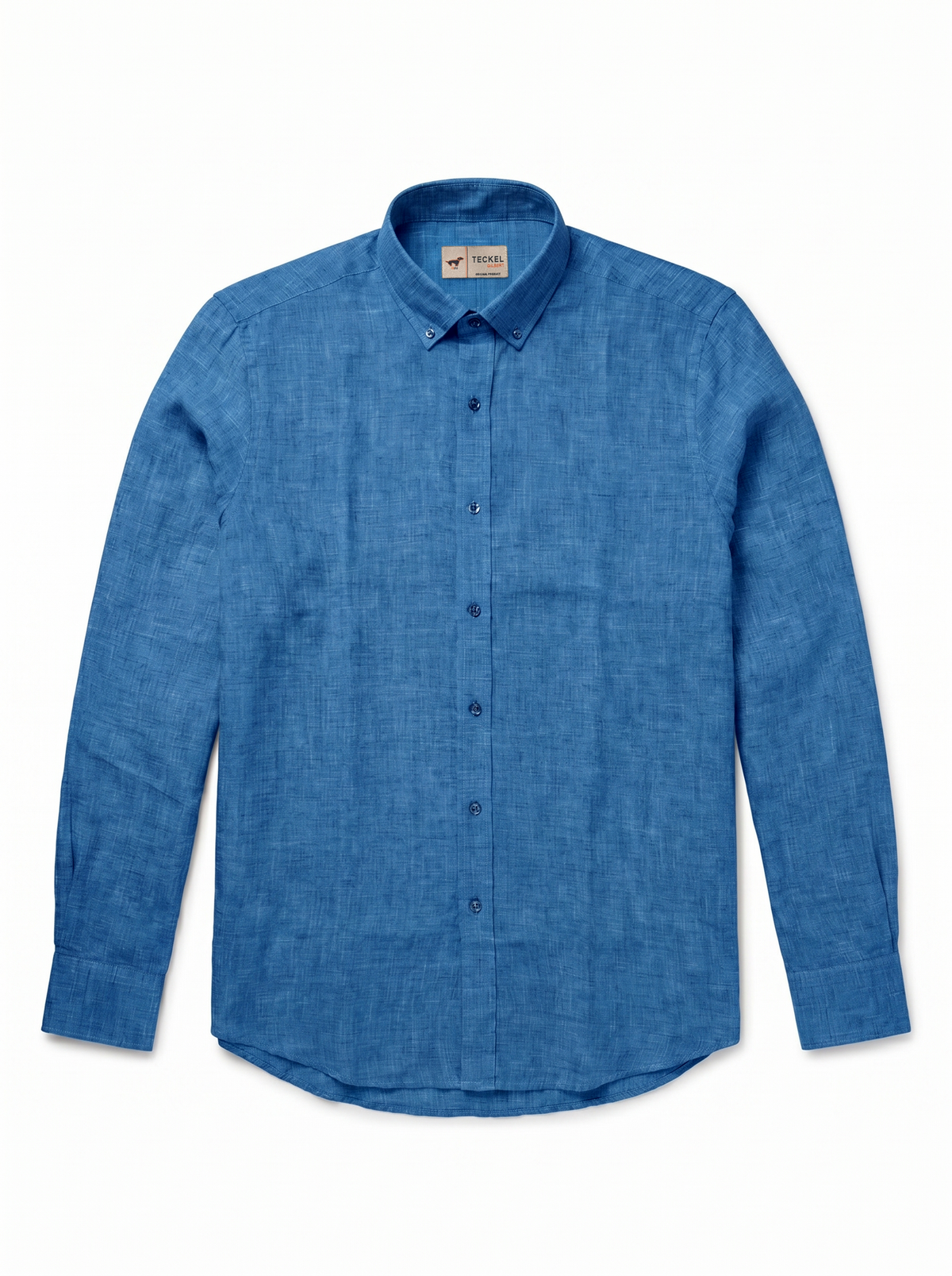 Gilbert Teckel, Royal Blue Linen Button-Down Shirt