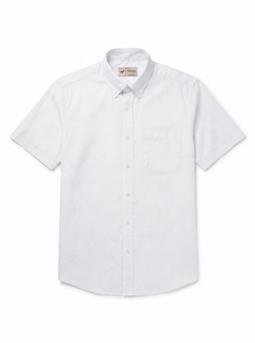 Gilbert Teckel, Classic Short Sleeve Cotton Shirt – White