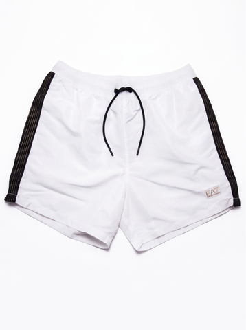 Emporio Armani, Tape Detail Swim Shorts - White